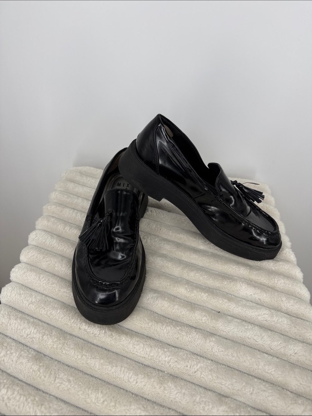 Mix No. 6 Black Patent Tassel Loafers for Women  Platform Dress Shoes Sz 9